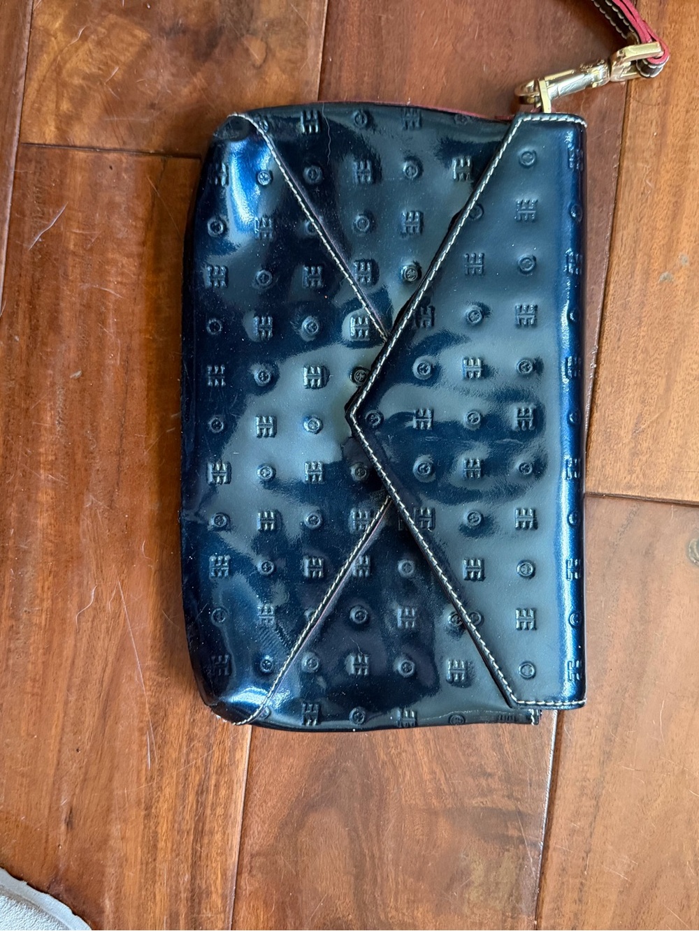 Arcadia Black Patent Wristlet Clutch